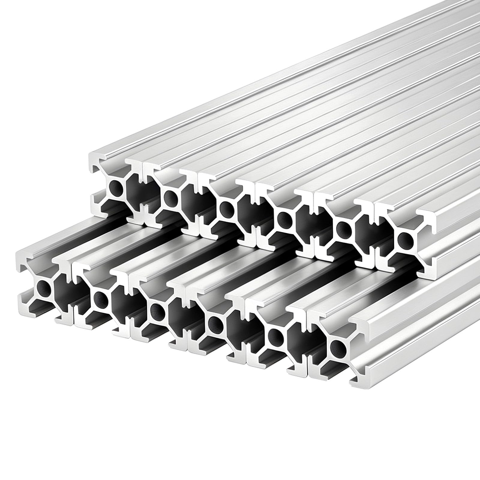 VEVOR 2020 Aluminium Profile 12 Stk. 2 m, Eloxierte T-Nut-Aluprofile nach EU-Standard, Hochfeste Strangpressprofile, Aluminiumschiene für 3D-Druckerteile, CNC-DIY-Werkbänke und Montage, Silber
