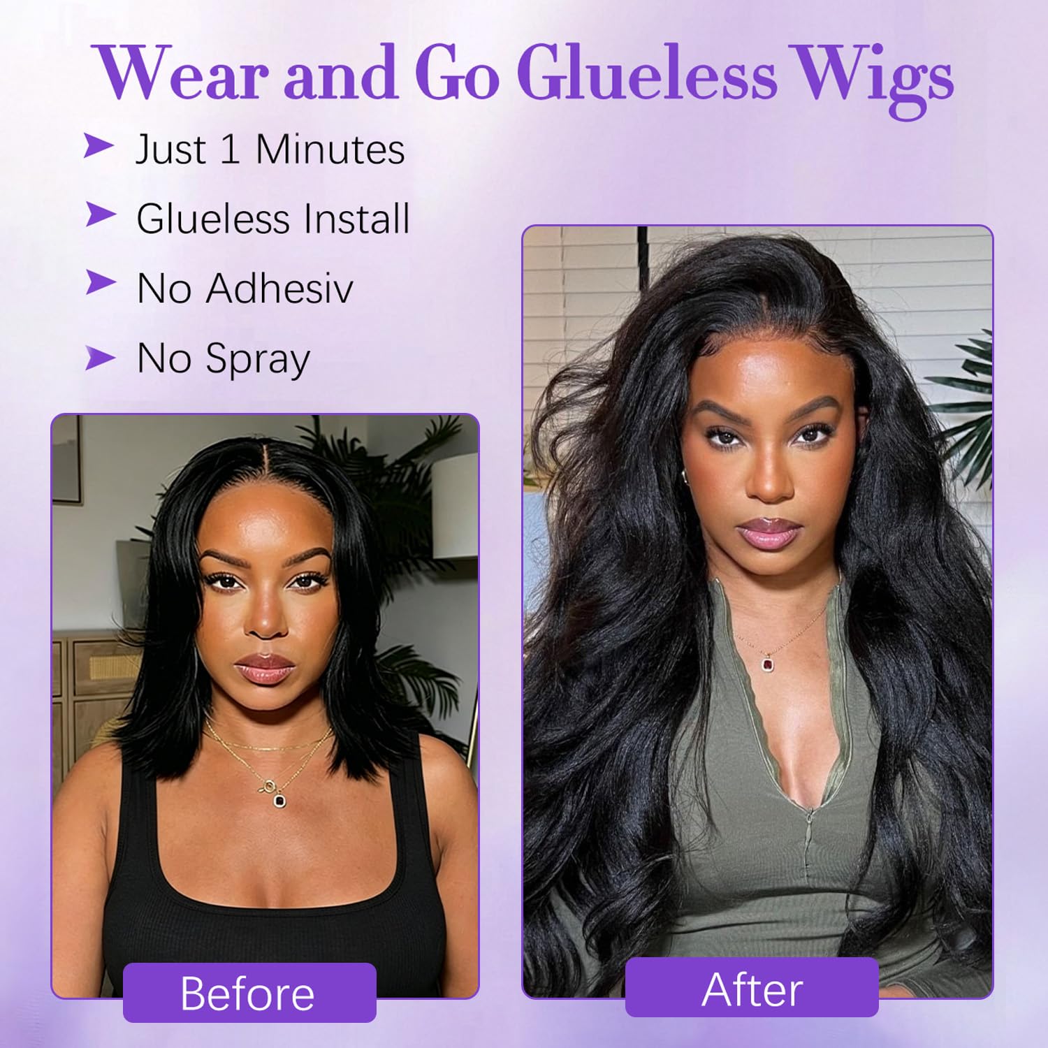 Nvnvdij Kinky Straight Drawstring Half Wig Human Hair No Lace Glueless Wear and Go Wig Drawstring Invisible Hairline Beginner Friendly For Women Flip Over Clip In 200% Density 18 Inch