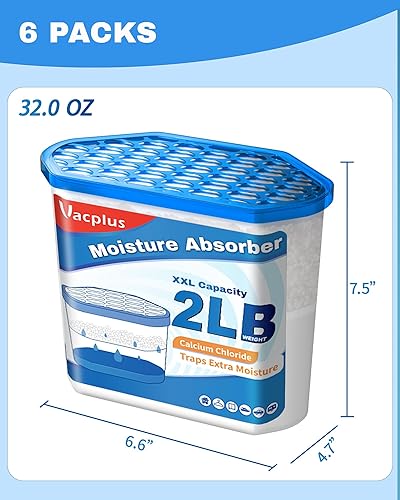 Miniatura 9 de Vacplus Paquete de 6 cubos absorbentes de humedad  Deshumidificador de gran capacidad y absorbente de humedad para armario, sótano, baño, caravana y