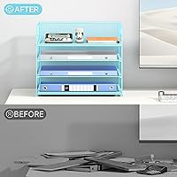 Vista 64 de 5 Tray Paper Organizer Letter Tray with Handle - Mesh Desk File Organizer, Paper Sorter Organizer for Office, Home or School File Folder Holder