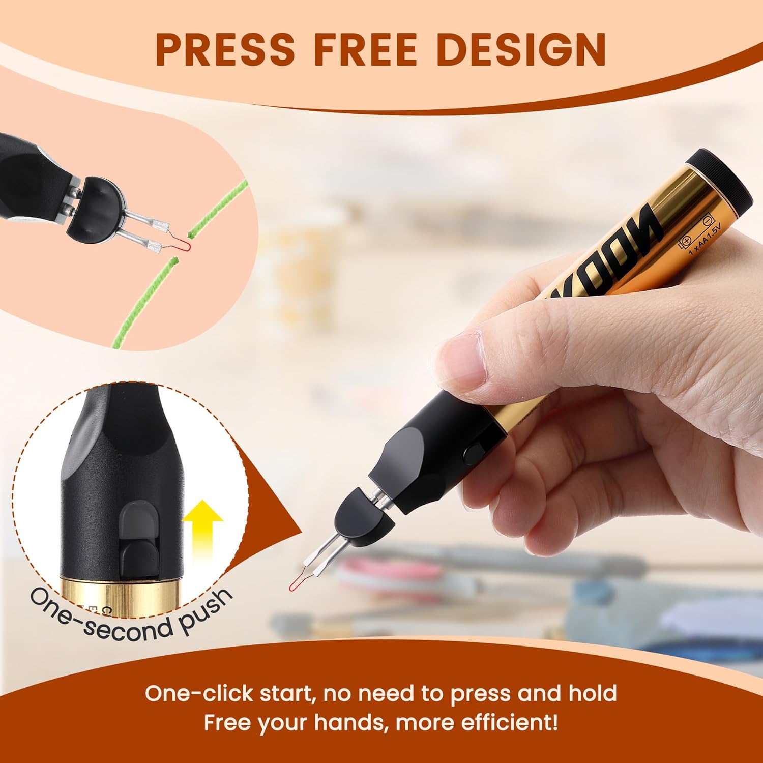 Feekoon Beading Cords & Threads Burner with 2PCS Tips, Thread Burner, Cautery Pen for Jewelry Making, Rapid Burning and Cooling, Batteries Not Included (1 x AA Battery), for Beading Stringing Projects