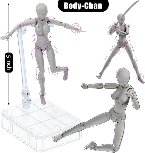 Miniatura 3 de Yookeer Conjunto de cuerpo, figuras de acción de dibujo, muñeca de dibujo de PVC femenina y masculina, modelo humano, maniquí, figuras de maniquí