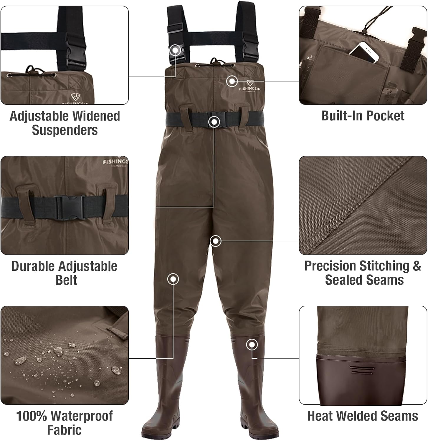 Fishing Waders for Men, 2-Ply Nylon/PVC Waterproof Women Chest Wader with Boots, Bootfoot Hunting Waders - Image 2