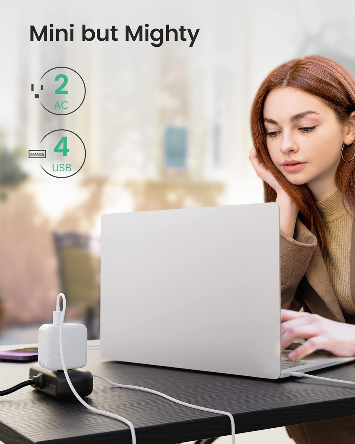 Power Strip, SUPERDANNY Surge Protector with 22 Outlets, 2 USB-C and 4 USB-A, 2100J, 6.5Ft Flat Plug Heavy Duty Extension Cord (1875W/15A), Wall Mountable for Home, Office, Dorm, Gaming Room, Black