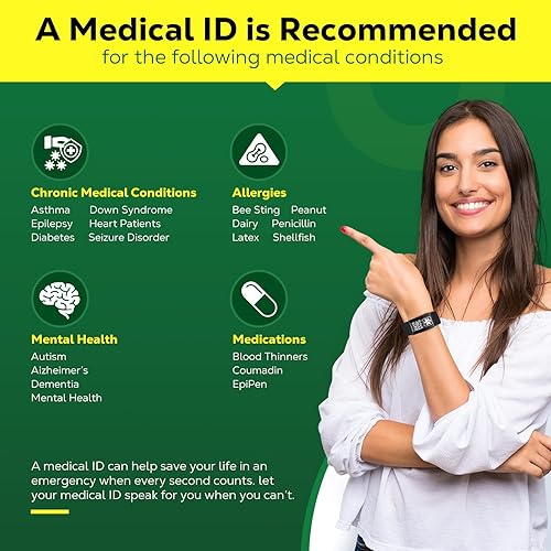 Vista 55 de Pulseras médicas mejoradas para hombres y mujeres con código QR, pulseras de identificación de alerta médica, pulsera de acero de titanio que se