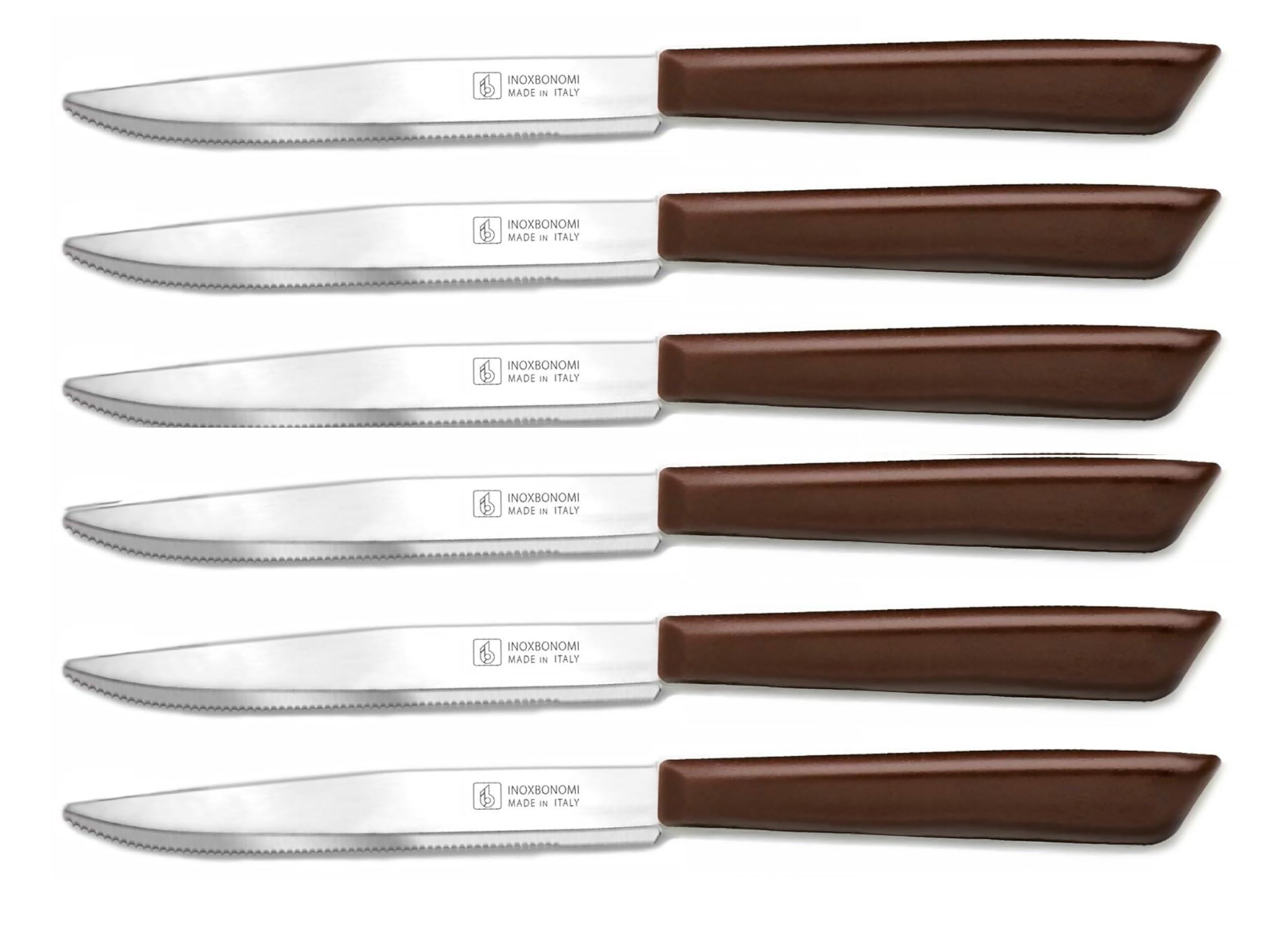 6 kitchen Knifes (Knives) - Italian Stainless Steel Vegetable/Steak/Table Knife Cutlery (Brown)