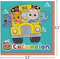 Vista 2 de Amscan Servilletas de papel Cocomelon para fiestas, 6.5 x 6.5 pulgadas, multicolor, paquete de 16