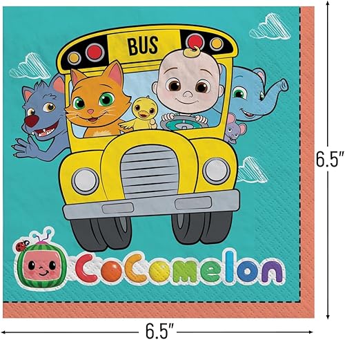 Miniatura 2 de Amscan Servilletas de papel Cocomelon para fiestas, 6.5 x 6.5 pulgadas, multicolor, paquete de 16