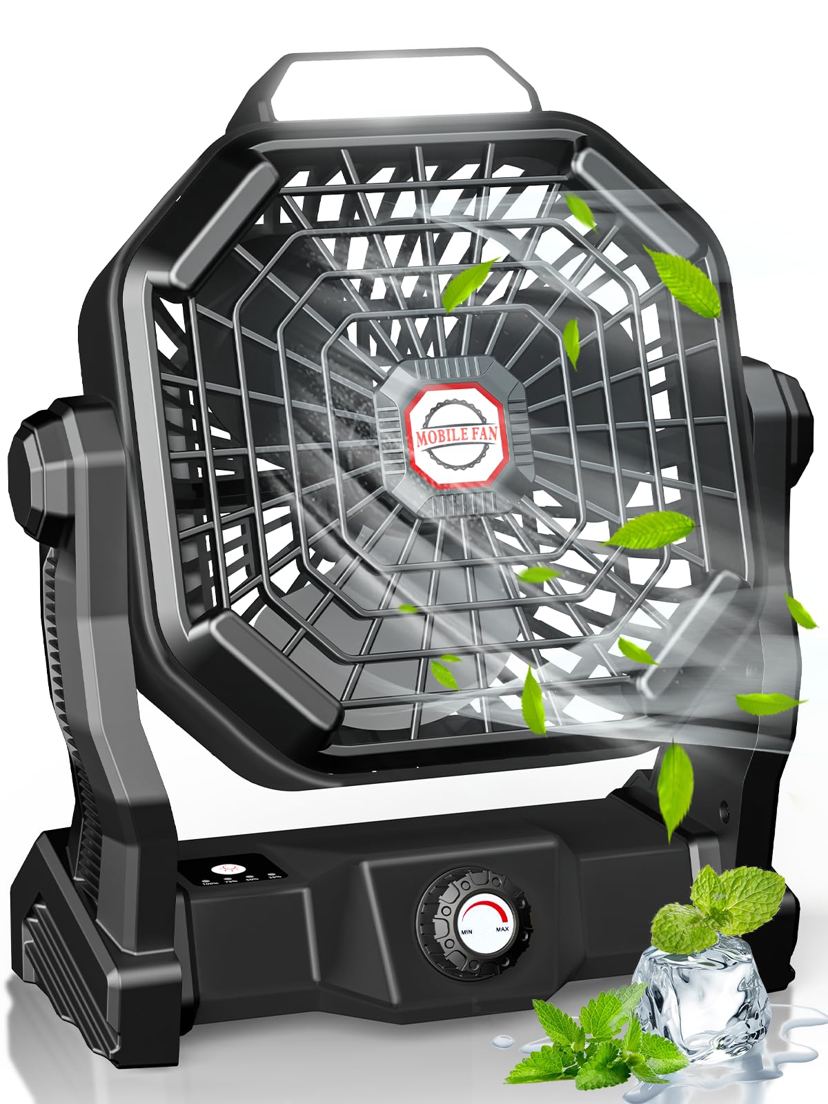 Drchop 10400mAh Battery Powered Operated Fan, 8inch Portable Camping Fans with Light, 270° Rotation, Outdoor Travel Tent Fans, Personal Quiet USB Desk Fan for Room, Office, Camping, Travel, Fishing