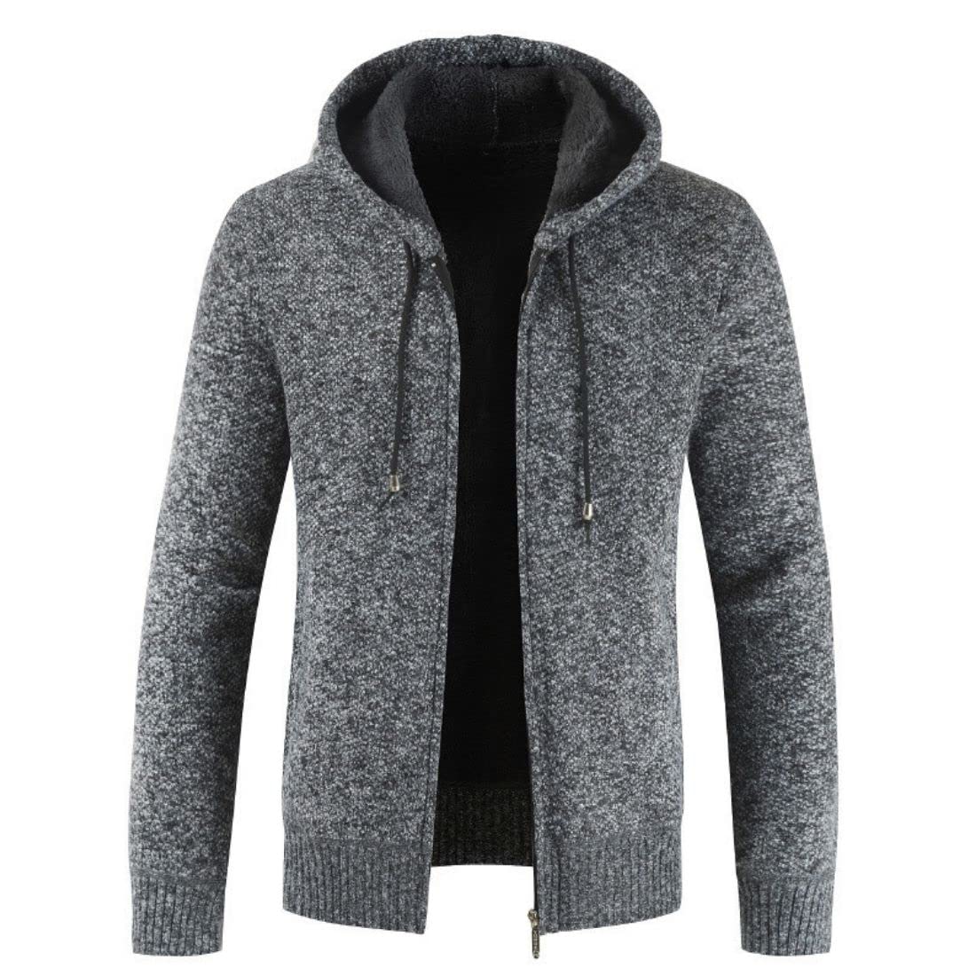 Kinkia Men's Fleece Lined Hoodie Winter Warm Full Zipper Cardigan Sweater