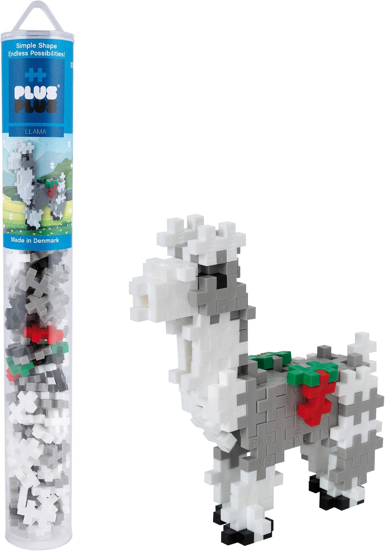 PLUS PLUS9604120 Llama pcs Kreativ-Bausteine Tube, Lama, Geniales Konstruktionsspielzeug, 100 Teile, Mehrfarbig, Standard
