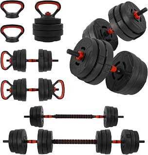 4-in-1 Adjustable Dumbbell Set 40LB/60LB Home Gym Weight Set | Converts to Barbell, Kettlebell Included, Push Up Stand, Adjustable Weight Plates, Pair of Dumbbells