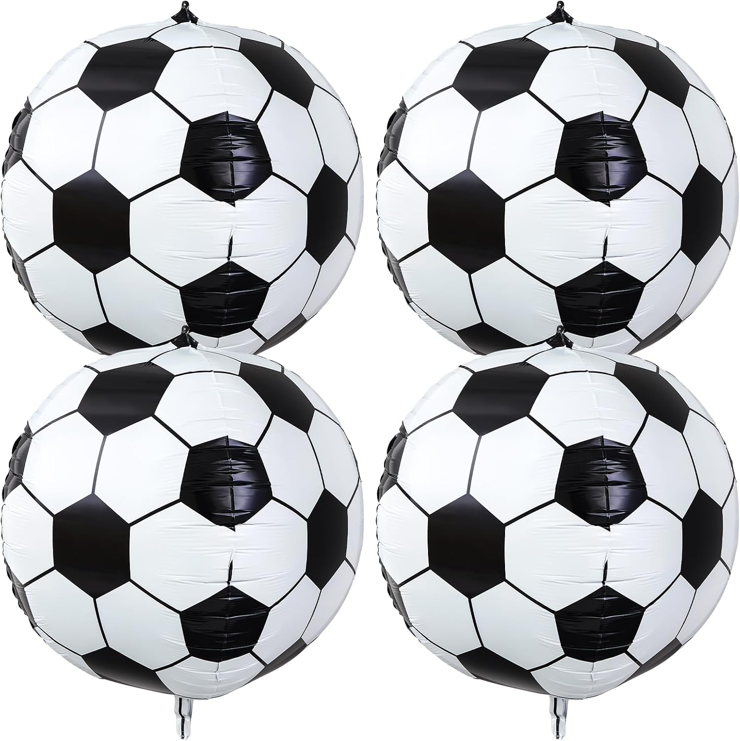 Soulchen 4 Pcs 32 Inch 4D Soccer Ball Balloons Soccer Birthday Party Decorations Large Metallic Round Foil Ball Balloons for Sports Senior Night Graduation Birthday Themed Party Decoration Supplies