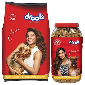 Drools Chicken and Egg Puppy Dog Food, 3 kg with FREE 900 gm Biscuits