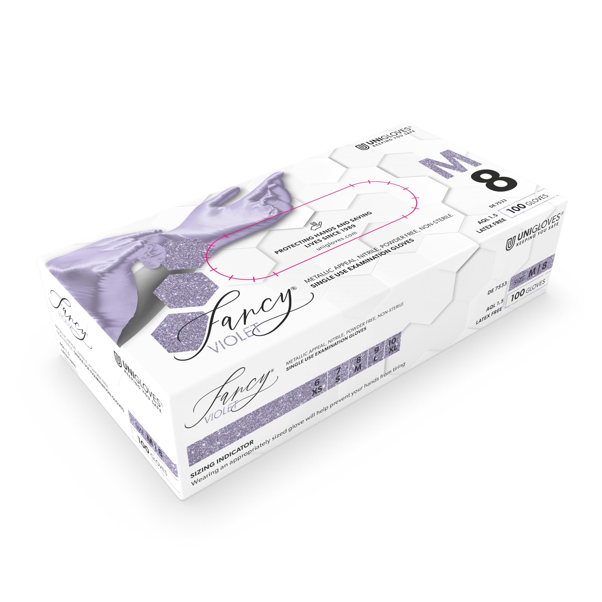 UNIGLOVES FANCY VIOLET Nitrile Disposable Gloves, Multipurpose, Powder Free and Latex Free Disposable Gloves - Image 2