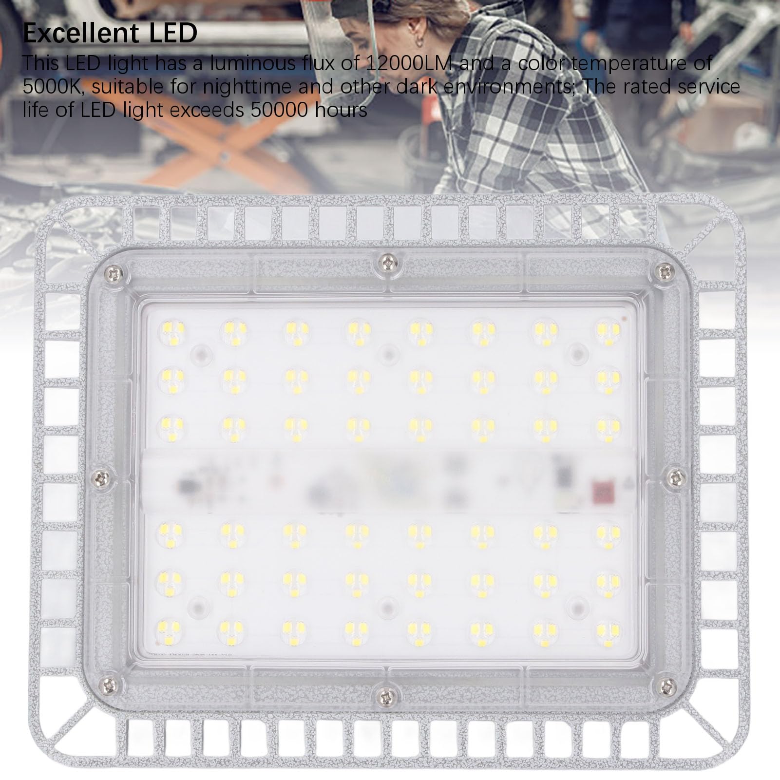 Eujgoov 12000LM 100W LED Przeciwwybuchowe światło Przenośna Typu High Bay z Odlewem Aluminiowym IP66 5000K Światło Dzienne Białe dla Tuneli Kopalnianych Magazyny Warsztaty