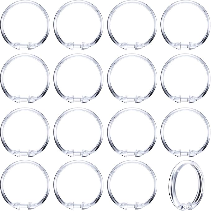 Amazon.com: HESTYA 20 Pack Plastic Clear Round Shower Curtain Rings for ...