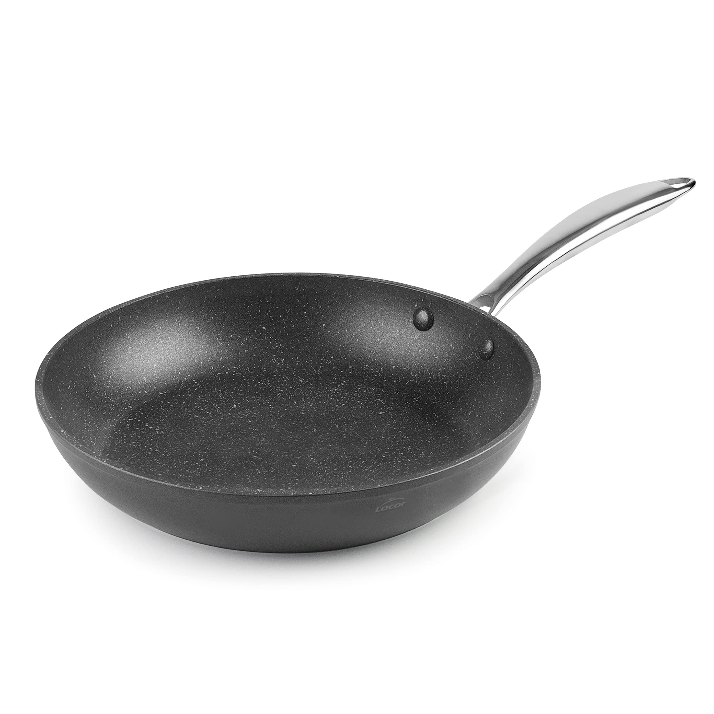 LACOR - 27024 - Tri-Layer Non-Stick Frying pan, cast Aluminium pan, PFOA-Free, Ergonomic Handle, Suitable for All Kitchens, 24 cm, Black