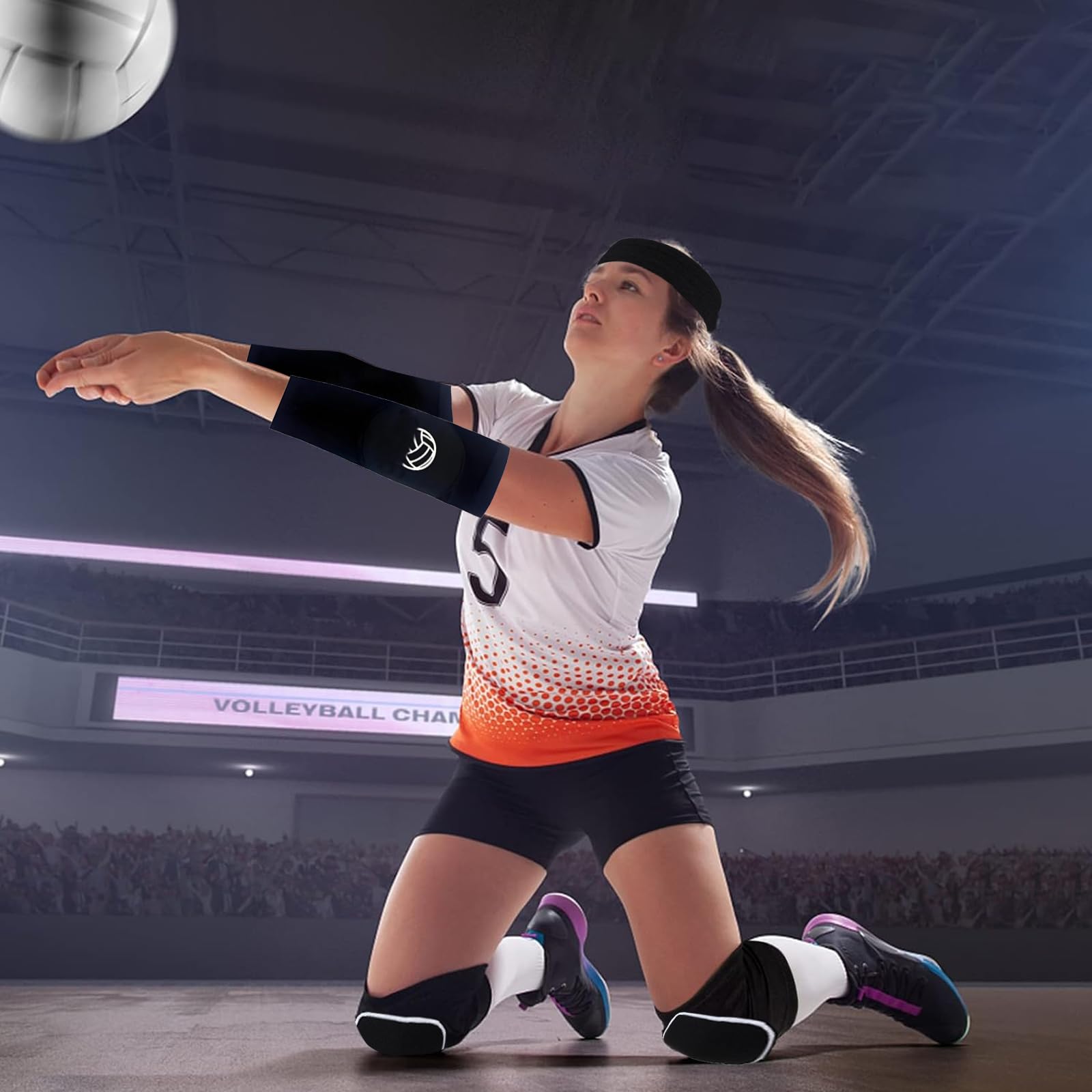 Rodilleras y Mangas de Voleibol Jugadores de Voleibol, Rodilleras de Alta Absorción y Mangas de Voleibol con Acolchado de Esponja y Cinta Antideslizante