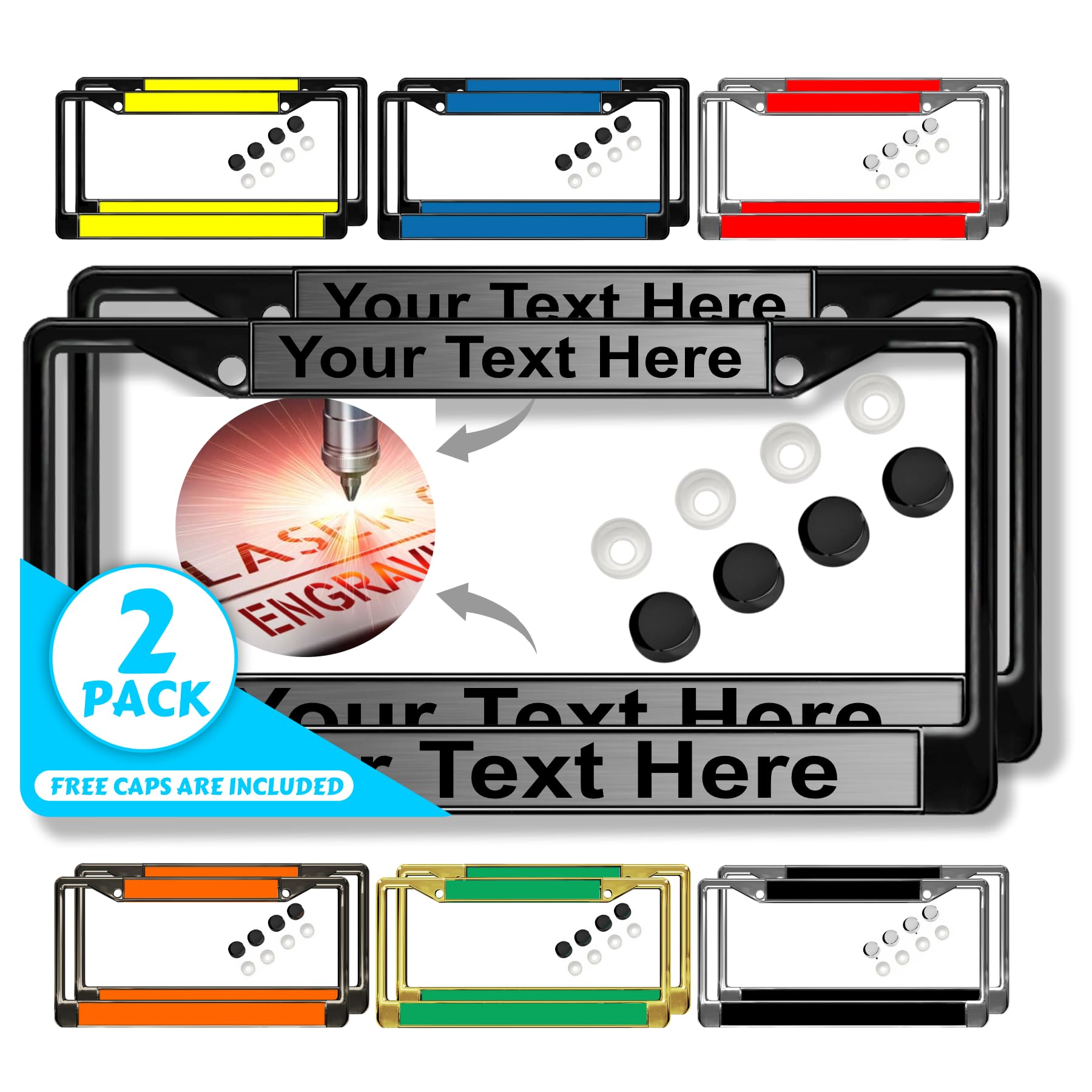 Custom Personalized Metal Laser Engraved Car License Plate Frame with Free caps - Picture 61 of 132