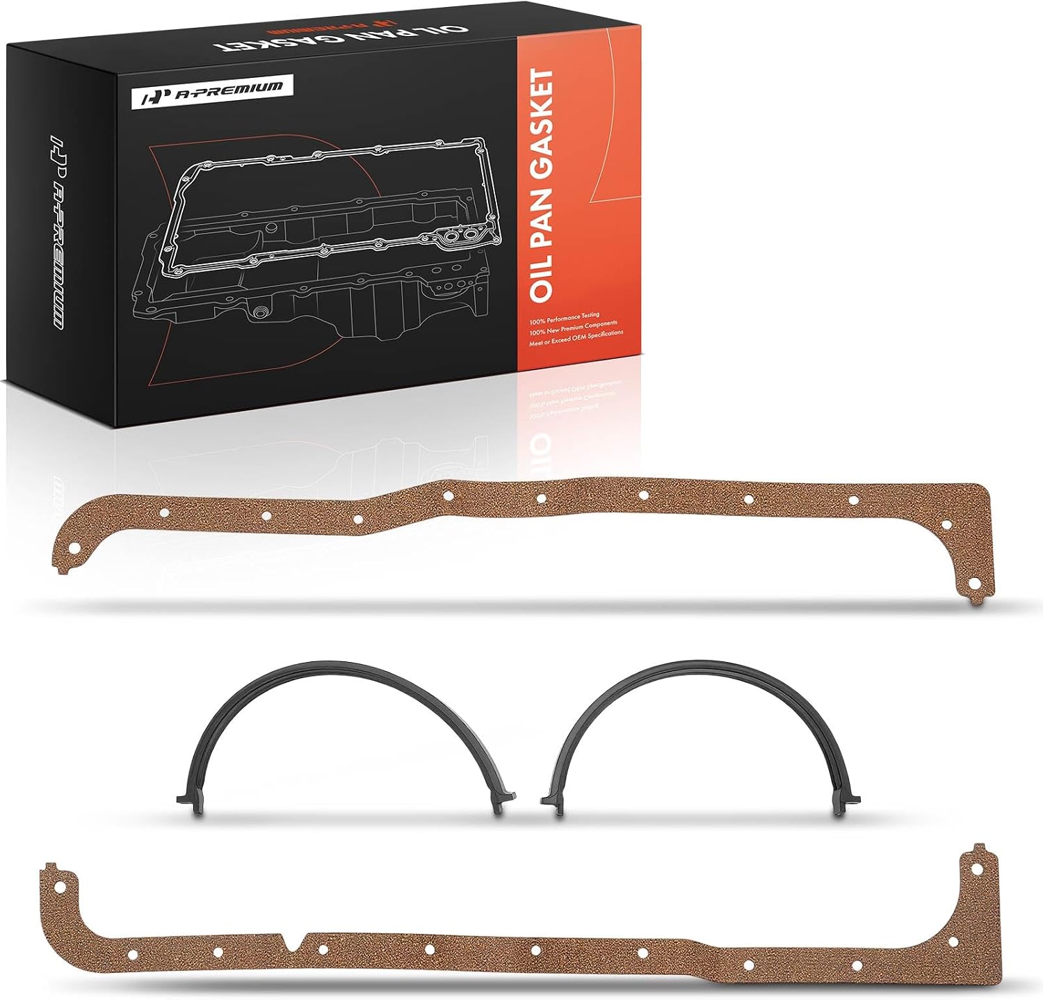 A-Premium Engine Oil Pan Gasket Set, Compatible with Ford F-150, F-250, F-350, Mustang, E-350 E-150 Econoline & Lincoln & Laforza & Griffith & Mercury & Omega & Shelby & Sunbeam & TVR & AC Models