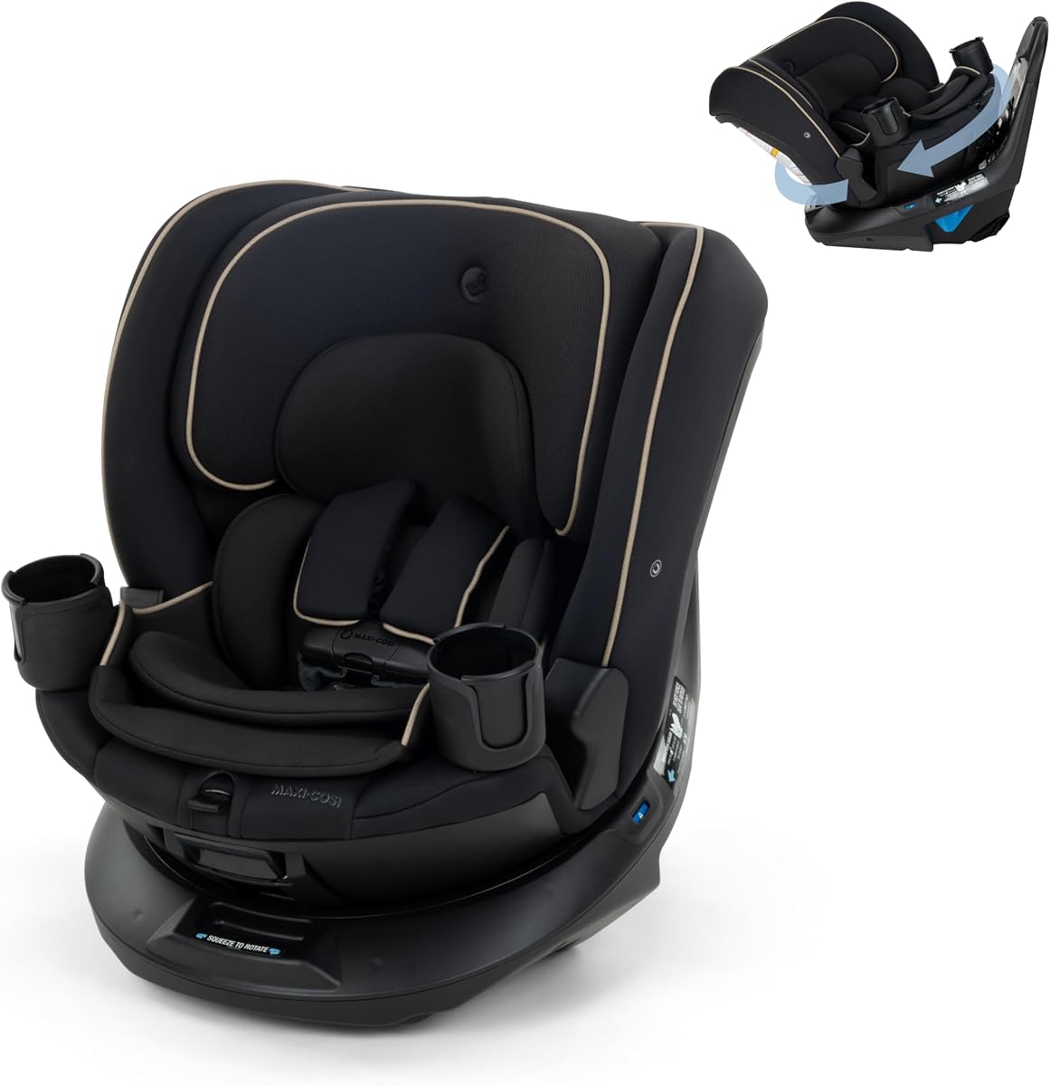 Maxi-Cosi Andi 360 Rotating All-in-One Baby Convertible Car Seat, Rear-Facing, Forward Facing Car Seat, Infant Toddler Booster, Easy Rotation, Tension System, Harness Adjust, Caspian Caviar