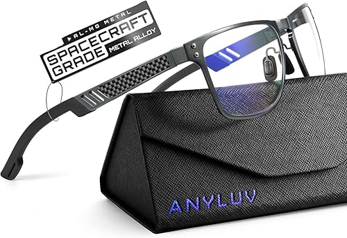 Miniatura 63 de ANYLUV Gafas de bloqueo de luz azul para hombre, gafas de juegos de computadora, ligeras, de metal Al-Mg, protección ocular antifatiga ocular