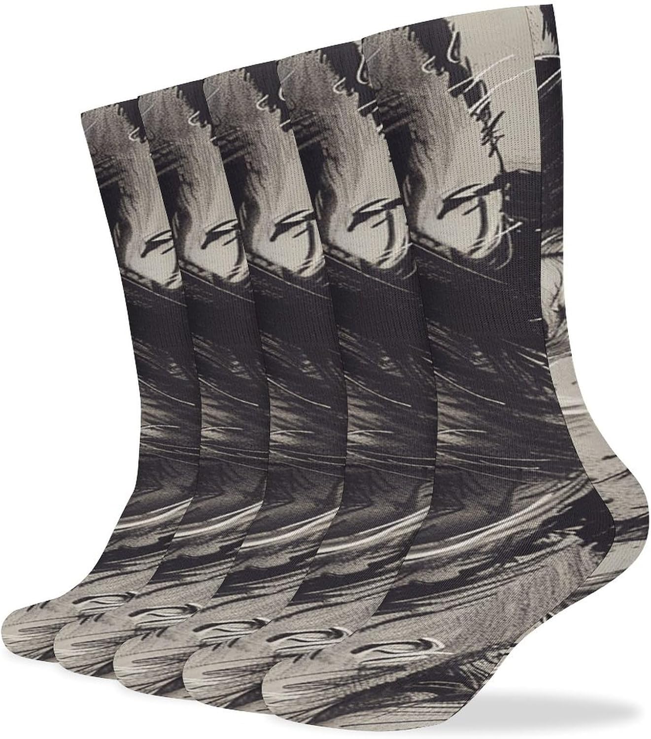 5 Pairs Knee High Socks Husky Dog Long Tube Boot Seamless Toe