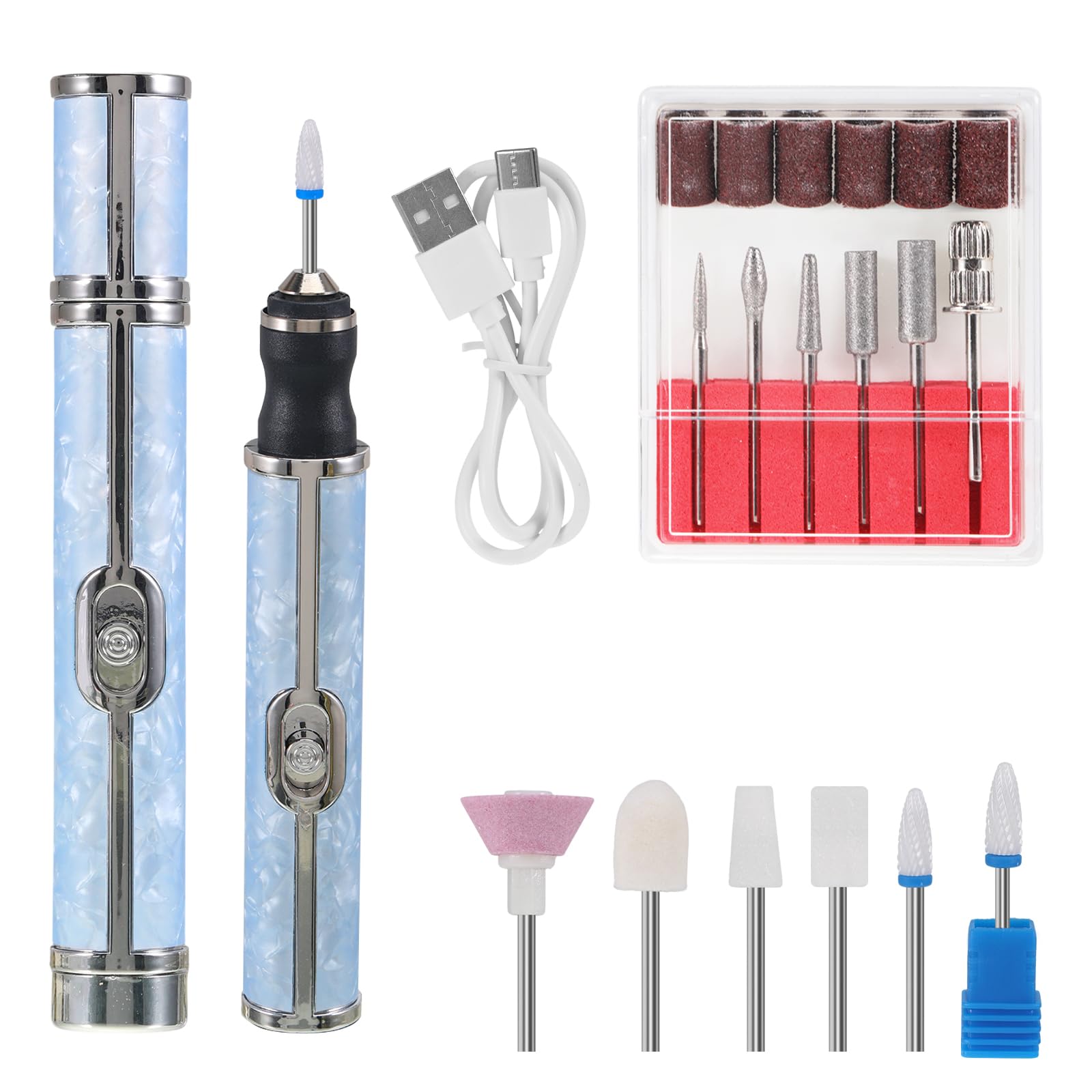 Electric Nail File for Thick Toe Nails 4 Speeds Electric Nail File for Thick Toe Nails Set Toe Nail File Electric Nail Tools for Various Nails and Shapes (18 Grinding Heads)