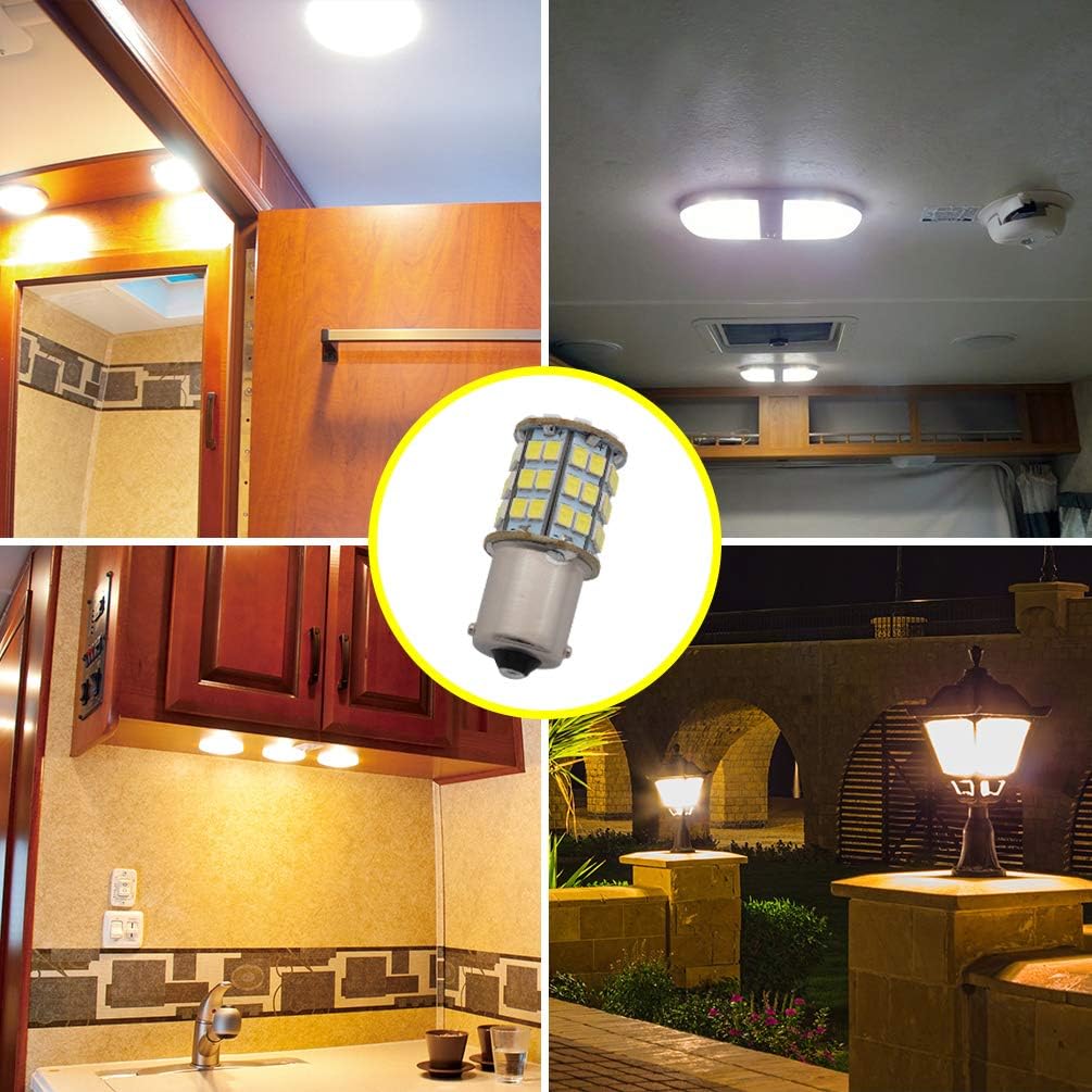 GRV Ba15s 1156 1141 LED Bulb 4W 56-2835SMD Super Bright AC/DC12V-24V 40W Halogen Replacement for RV Trailer Camper Motorhome Interior Lights Cool White Pack of 20