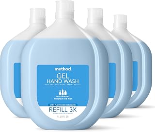 Method Gel Hand Soap Refill, Sea Minerals, 34 oz, 4 pack, Packaging May Vary