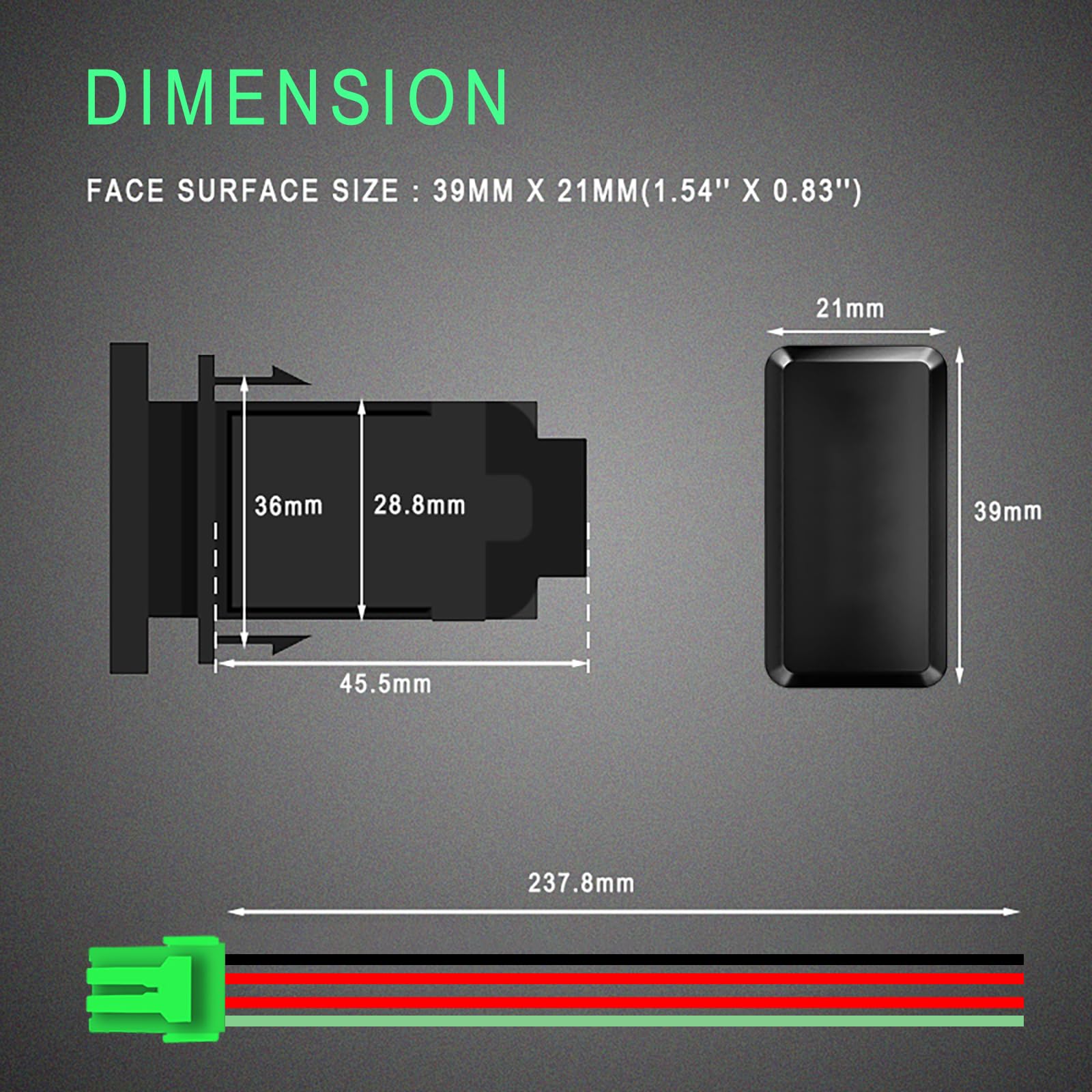 Amazon.com: Aux Battery Push Switch Green Blue Light 1.54