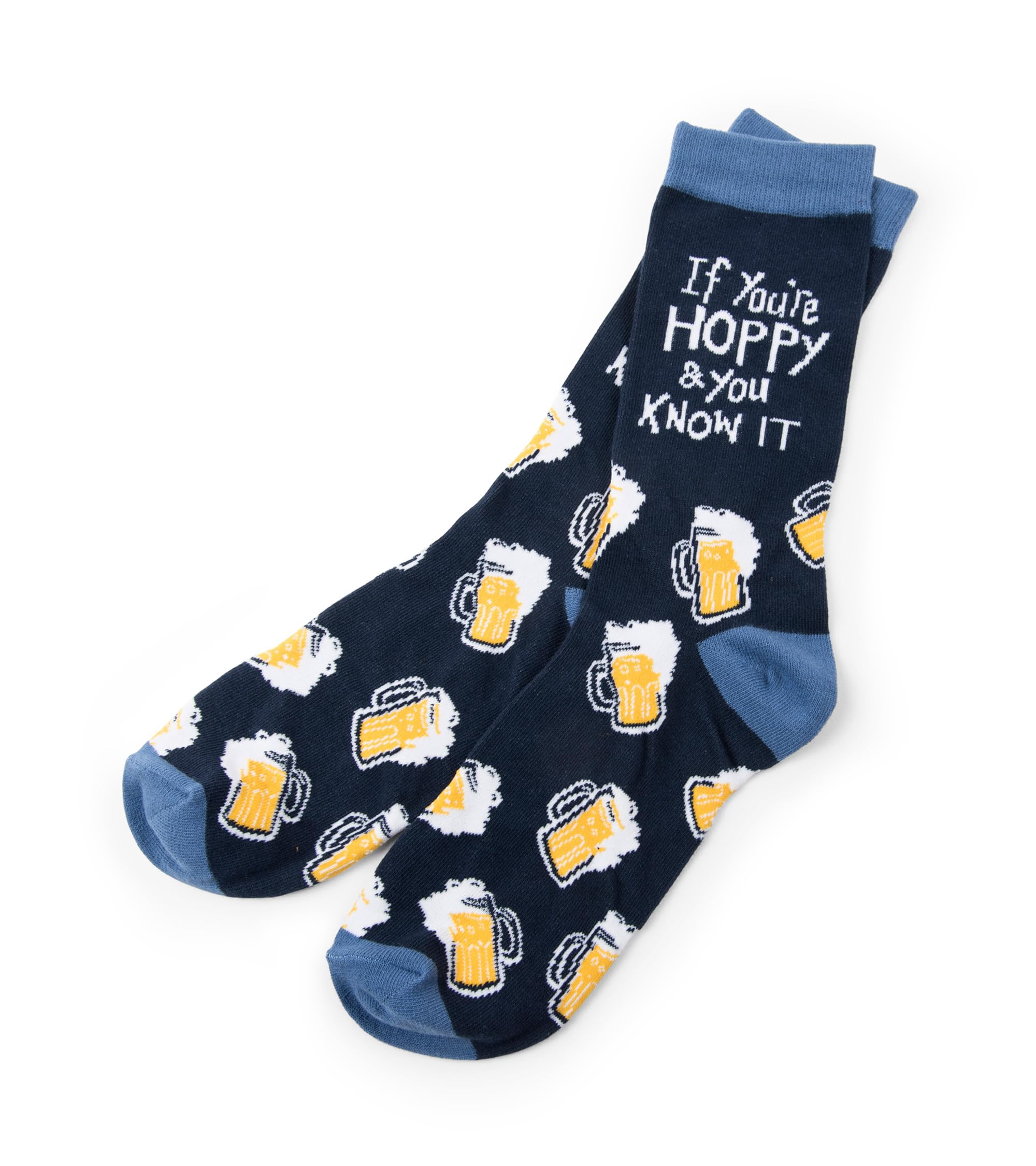 Little Blue House by Hatley Men's Crew Socks, Blue (If You're Hoppy and You Know It 400), One Size (Size:O/S)
