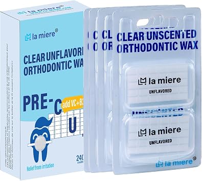 480 Counts Pre Cut Food Grade Dental Wax Orthodontic Wax Braces Wax Wearer Unscented | Brackets and Wires Irritation Relief Value Pack