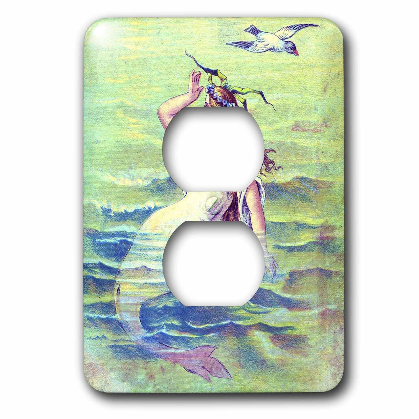 Cache-prise avec sirène et colombe lsp_35139_6 motif artistique bleu