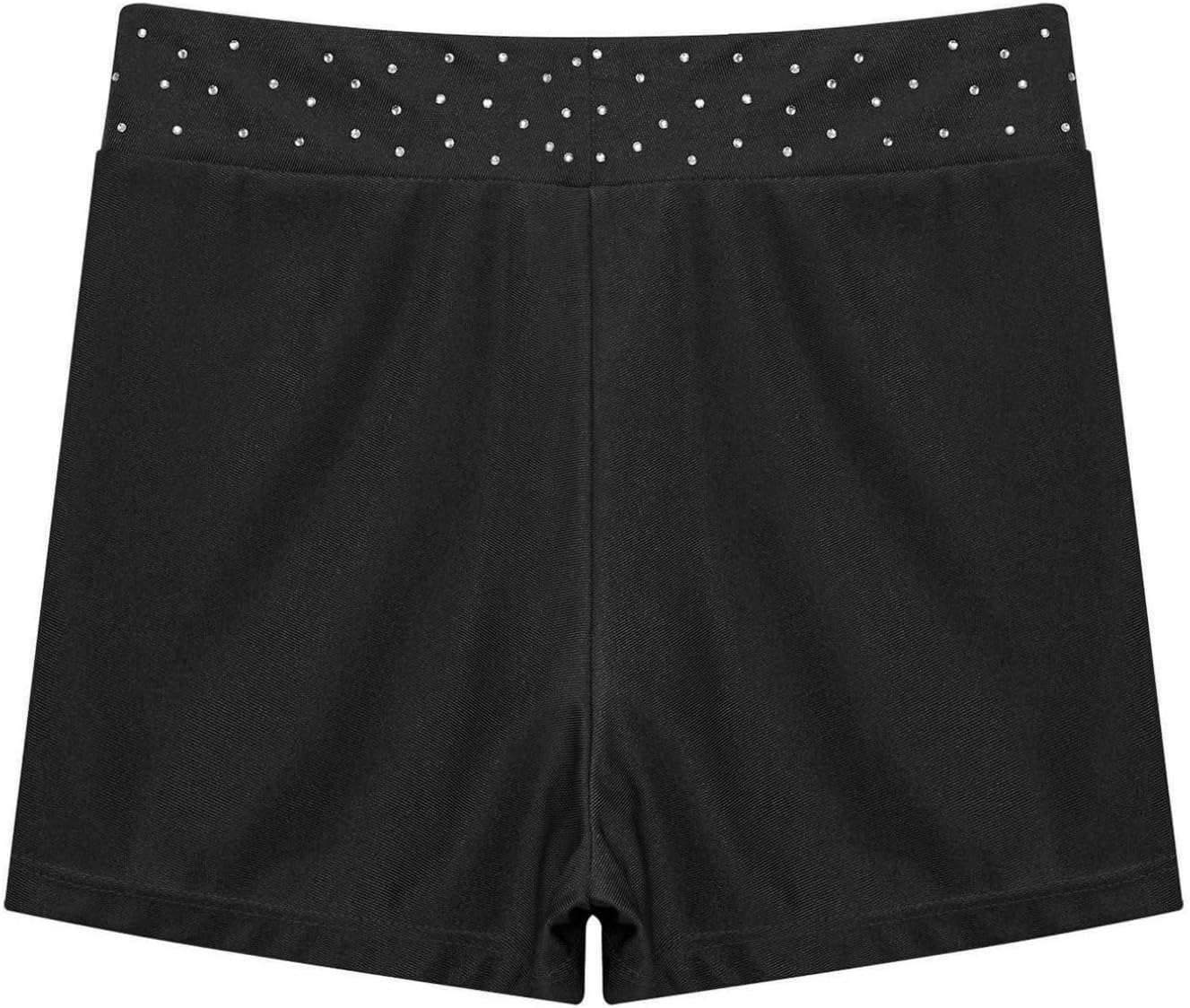 Agoky Big Girls' Gymnastics Short Sparkle Tumbling Bottoms Figure Skating Dance Wear Dance Athletic Shorts