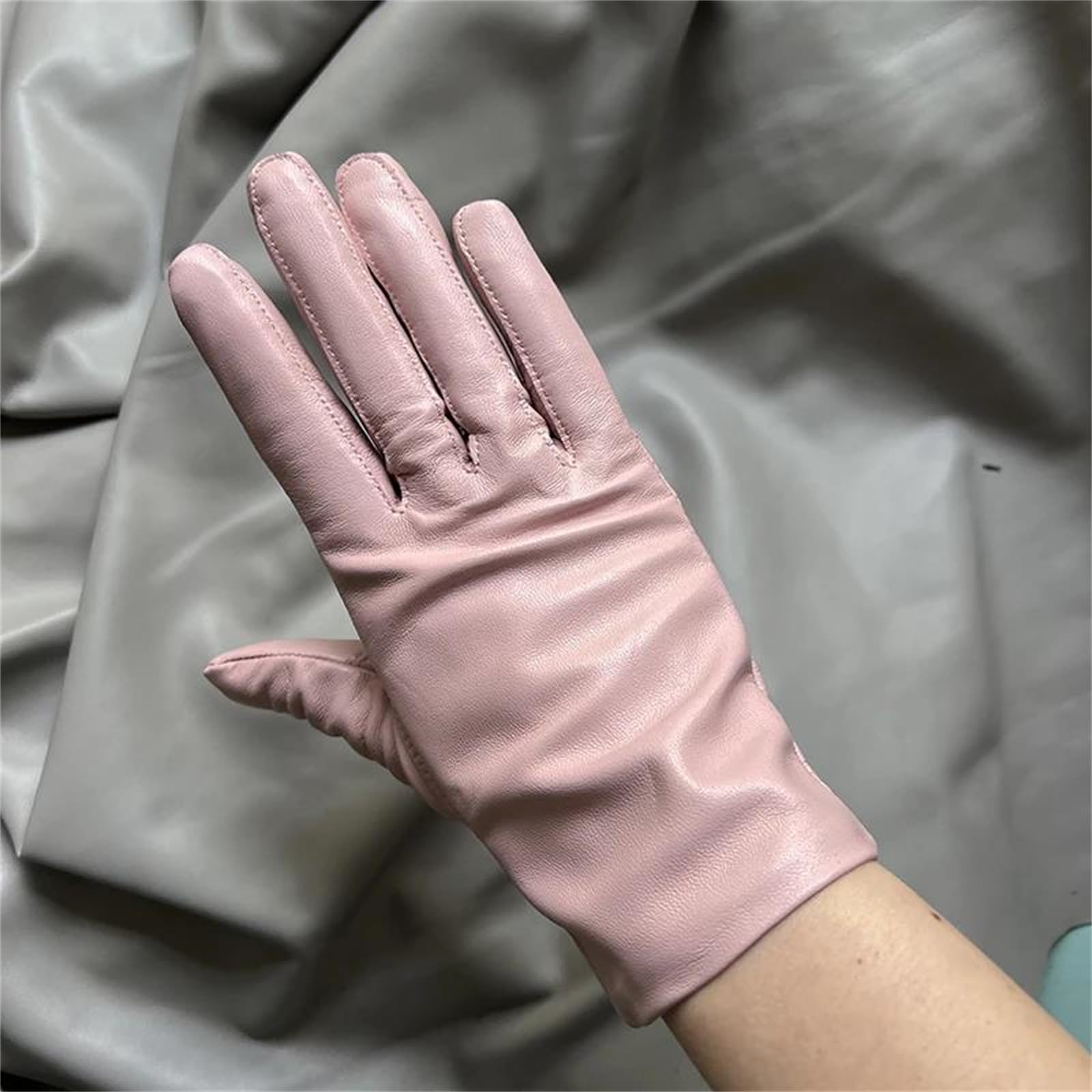 Guantes unisex de piel de oveja auténtica con forro polar para pantalla táctil, cálidos, térmicos, resistentes al viento, guantes de conducción