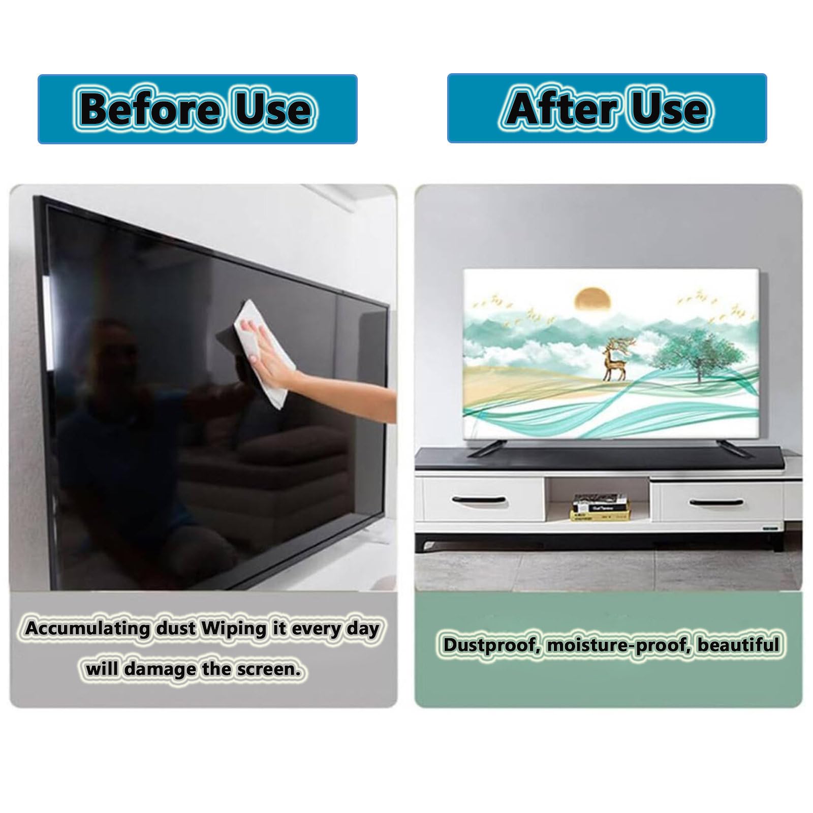 FANSU Housse de Télévision Anti-Poussière, Élastique Housse Écran TV Compatible avec 32 à 85" TV Protection d'Écran Télévision, Fleurs Rétro Couverture de PC Protection (Sakura,46-50 pouces)