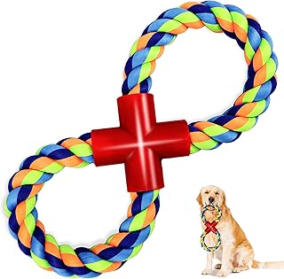 Dog Rope Toys for Aggressive Chewers, Tough Dog Chew Toys for Medium Large Dog Breeds, Dog Grinding Teeth Chew Toys, Interactive Cotton Tug of War Dog Toy, Dark Color