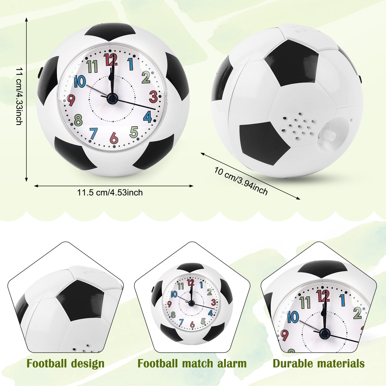 Aitsite Tema Calcio Sveglia per Bambini per Ragazzi e Ragazze, Senza Ticchettio con Sveglia Analogica, Luce Notturna, Sveglia Educativa per Bambini che Iniziano la Scuola, Ragazzi e Ragazze