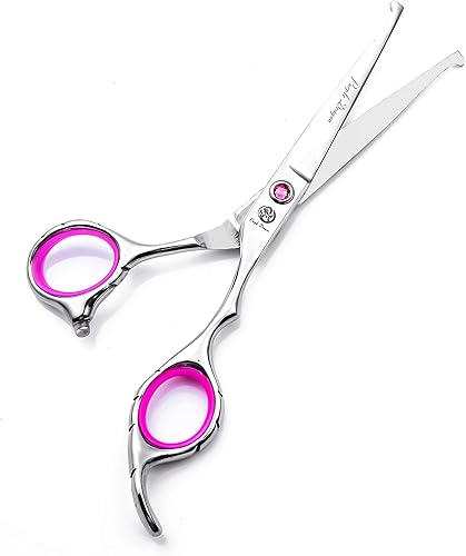 Miniatura 10 de Juego de tijeras de corte de pelo morado de 60 pulgadas con maquinilla de afeitar estuche de tijeras de cuero para peluquería profesional o uso