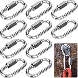 XSHAO® 10 Pcs Maillon Rapide INOX M6, Mousqueton à Vis Inoxydable 304 Verrouillage avec Capuchon à Vis pour Camping/Randonnée/Pêche/Hamacs/Balançoires - 1