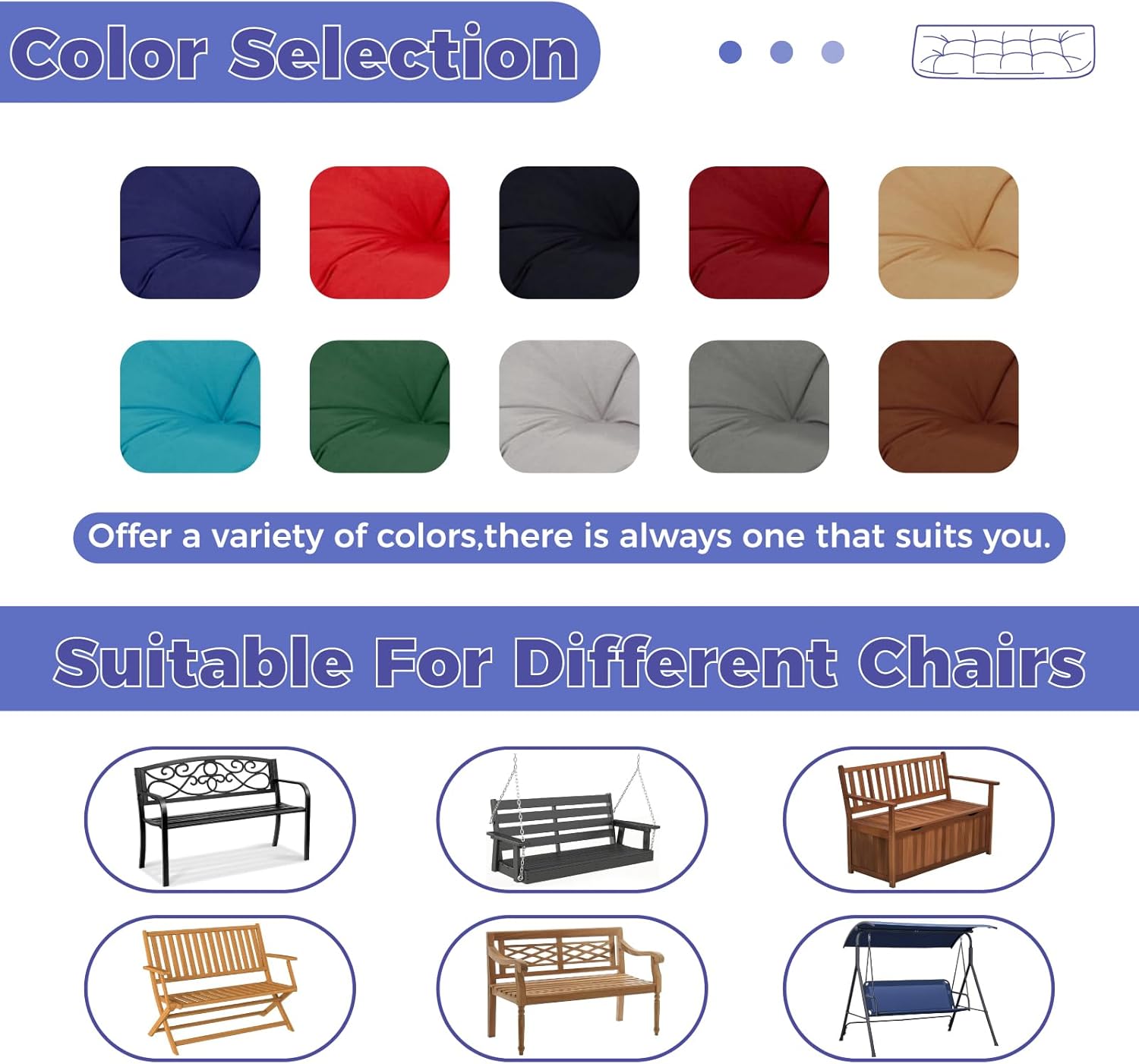 Patio Bench Cushion with Ties Outdoor Printing Loveseat Cushion for Porch Garden Patio 51x 20 Thicken Bench Cushion for Porch Swing Wicker Loveseat,Orange Flower