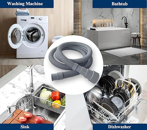 Miniatura 7 de Kit de extensión de manguera de drenaje para lavadora de 10 pies, universal para lavadora, lavavajillas y deshumidificador, juego de 7 piezas con