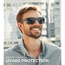 KALIYADI Polarized Sunglasses Men, Lightweight Mens Sunglasses Polarized UV Protection Driving Fishing Golf (Frame Grey|Lens Black/Ice Blue/Red)