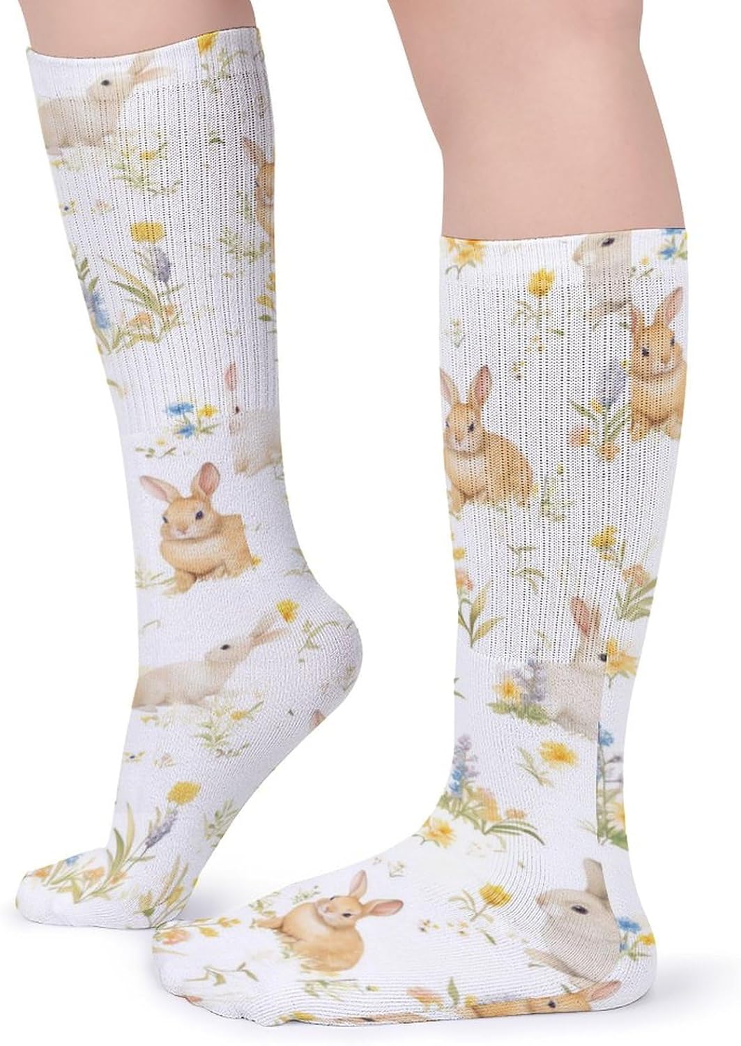 Cow Pattern Womens Crew Lightweight Thin Novelty Calf Socks