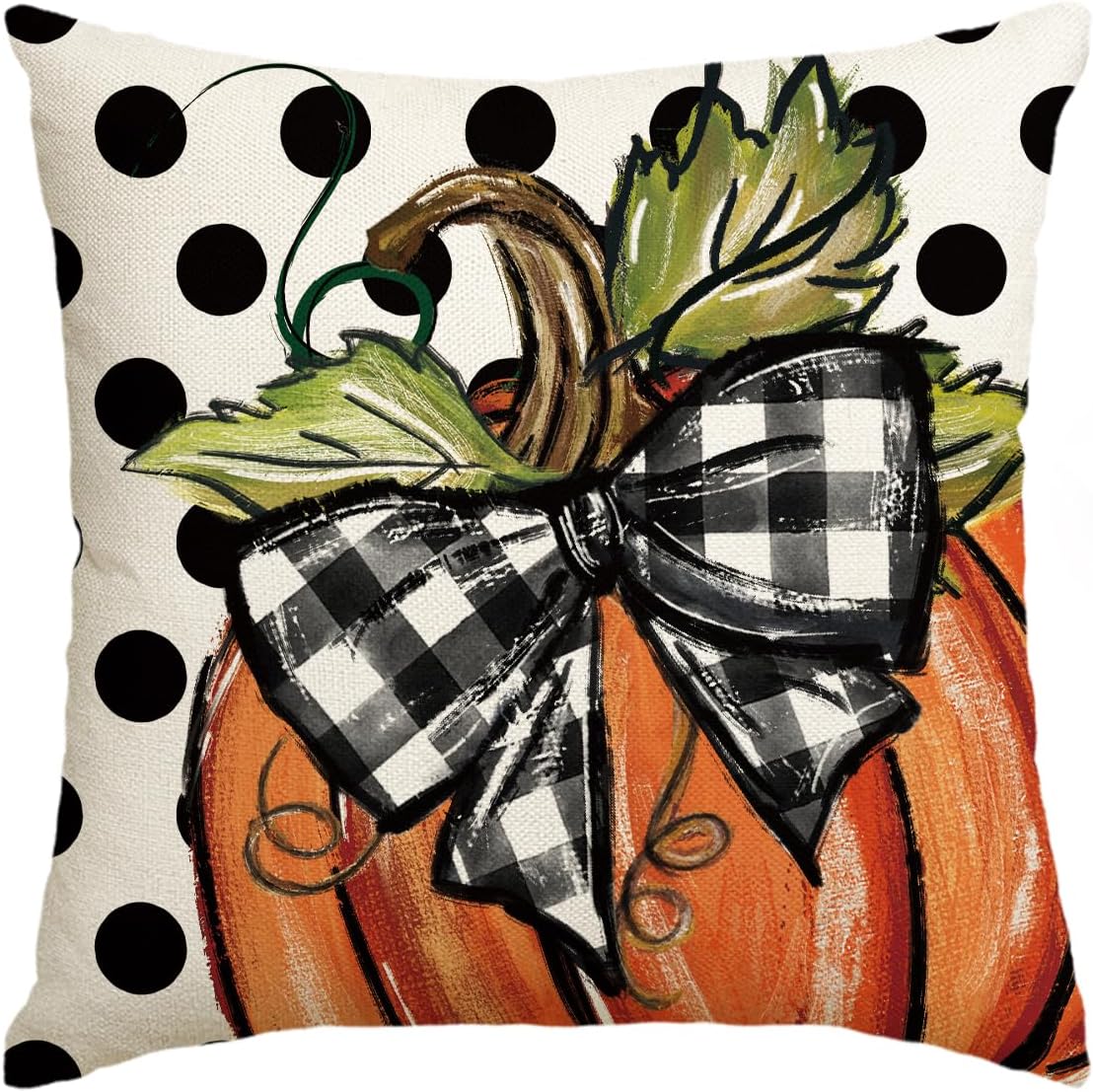 AVOIN colorlife Fall Polka Dot Pumpkin Pillow Covers 18x18 Inch Set of 2