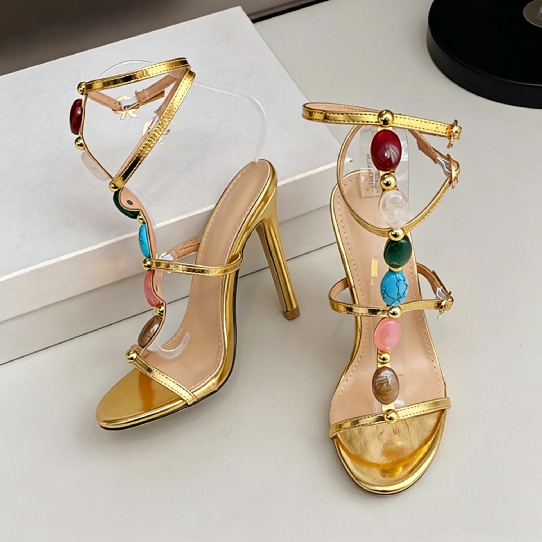 Sandalias de tacón Gladiador para Mujer con Tira Abierta en los Dedos