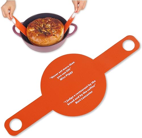 ZUOFANG Eslinga redonda de silicona reutilizable de 8 pulgadas, alfombrilla de silicona para hornear horno holandés de alto calor, asas largas para