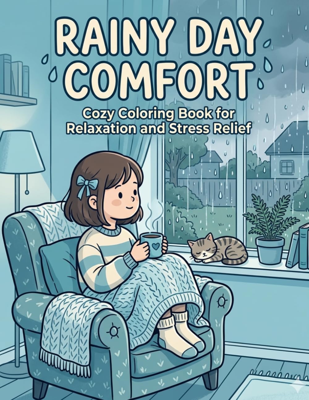Rainy Day Comfort Coloring Book: Cozy Rain Scenes for Relaxation, Stress Relief, Hygge Vibes and Calm Coloring Pages for Adults and Teens